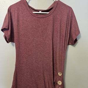 Women's Burgundy Top with Button Detail